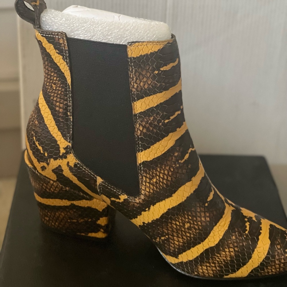 Matisse yellow snakeskin booties